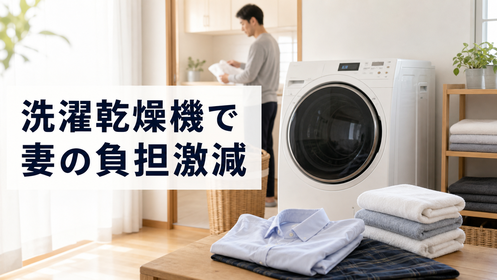 洗濯乾燥機で妻の洗濯負担を減らす時短家電のアイキャッチ画像
