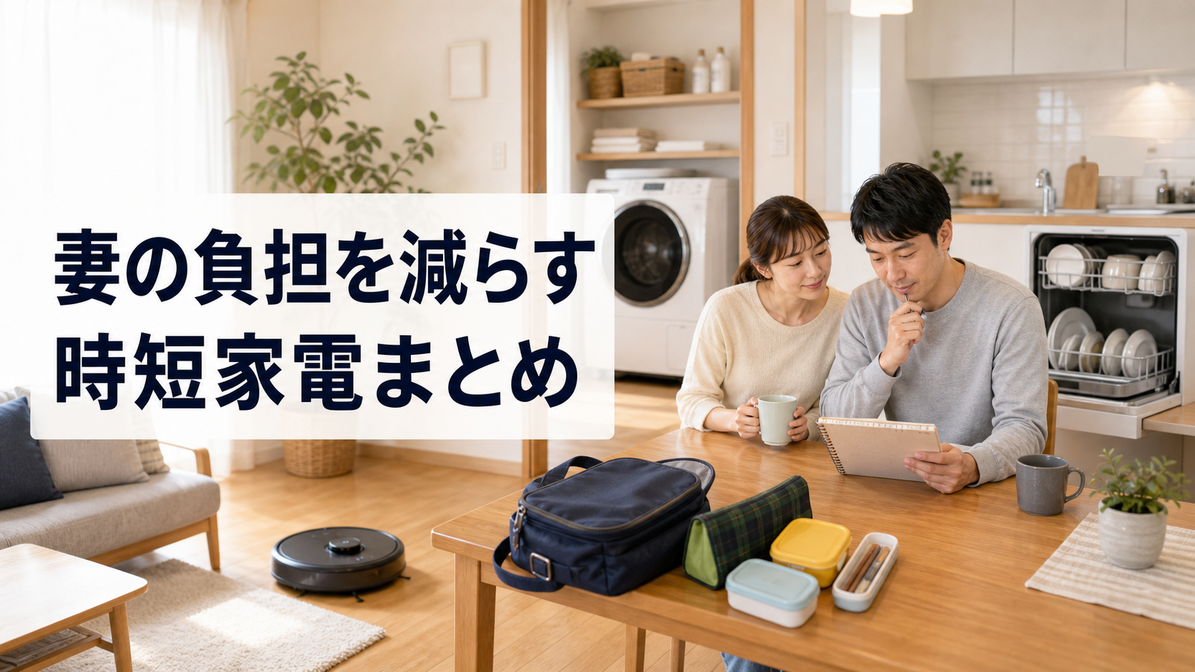妻の負担を減らす時短家電まとめ記事のアイキャッチ画像