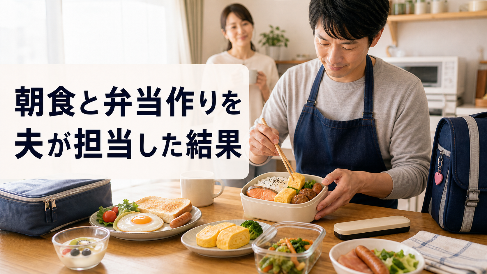 夫が朝食と娘のお弁当作りを担当しているアイキャッチ画像